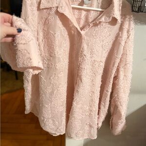 H&M Pink Textured Button Down Shirt